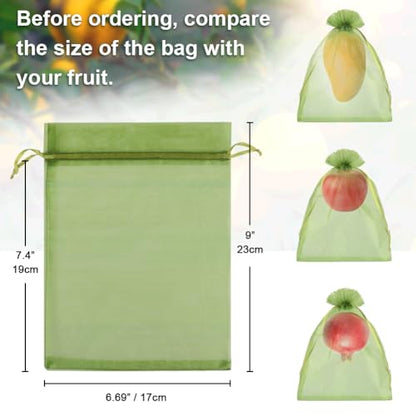 Shintop 100Pcs Fruit Protection Bags, 6x9inch Green Fruit Tree Net Cover - size: 6x9 inch
