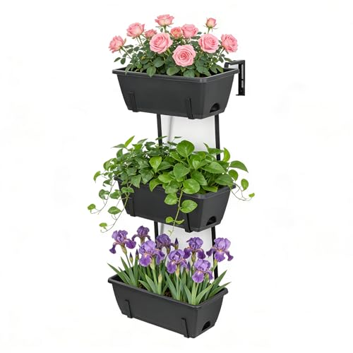 OYEAL Railing Planter Box Outdoor Deck Railing Planter Boxes - color: Rustic Gray