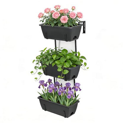 OYEAL Railing Planter Box Outdoor Deck Railing Planter Boxes - color: Rustic Gray