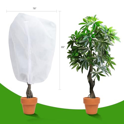 Garutom 2-Pack Plant Covers Freeze Protection 78" x 89" 2.2 oz, Frost Cloth Plants Jacket Drawstring Tree Cover for Outdoor Plants, Shrub Potted Plants Winter - size: 78"W x 89"H / 2Pack