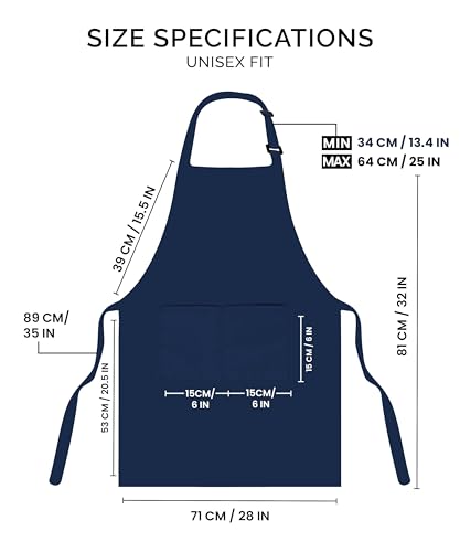 Utopia Kitchen Bib Aprons 2 Pack Adjustable With 2 Pockets - color: Navy