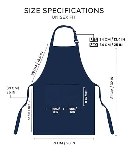 Utopia Kitchen Bib Aprons 2 Pack Adjustable With 2 Pockets - color: Navy
