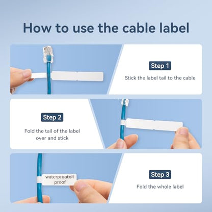 NIIMBOT Thermal Transfer Cable Label 0.49" x 4.29", for N1(B18) Label Maker - color: 0.49''×4.29''-white Cable