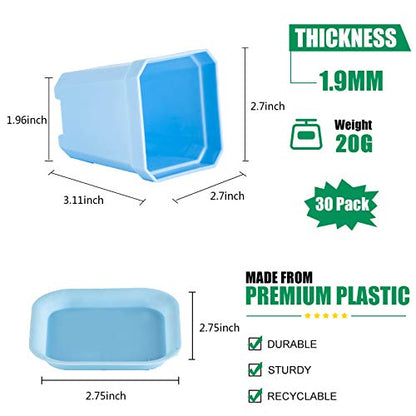 30Pcs 3" Plants Nursery Pot with 30 Saucers Blue, Square Planting Pots - color: Blue