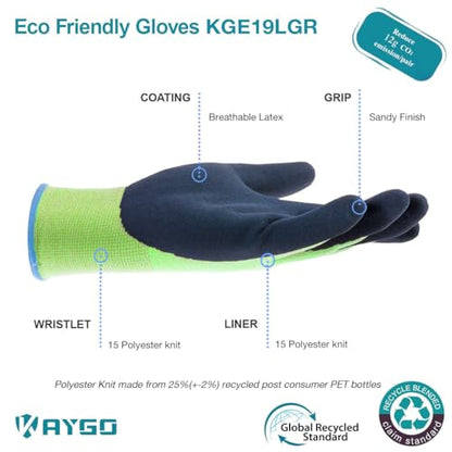 KAYGO Women's Work Gloves, Sandy Latex Grip, Breathable - color: Green, size: Small