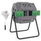 Outsunny Tumbling Compost Bin 360° Dual Chamber 43 Gallon, Light Gray - color: Light Gray