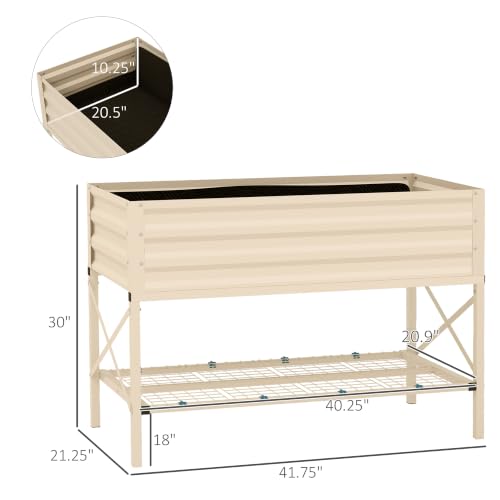 Outsunny Raised Garden Bed with Galvanized Steel Frame, Cream - color: Cream White