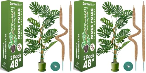 4 Pack 48'' Bendable Moss Pole Monstera Plant Support for Climbing Indoor Plants - Stakes for Potted Climbers - Tall Sticks Indoor Trellis for Houseplants - Accessories for Monstera Pot - size: 4-Pack (48 in)