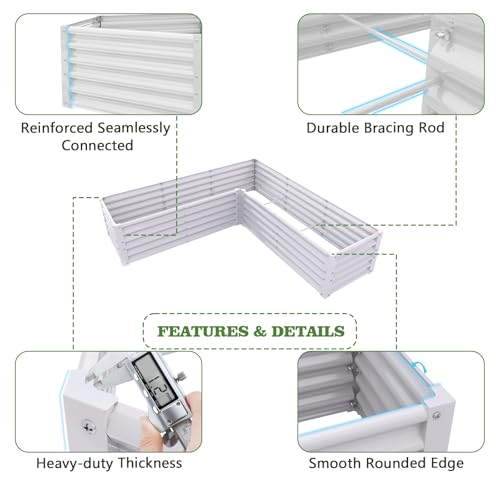 Anleolife 12-Bed Rectangle, L-Shaped & Square Raised Bed, Antique White - color: Bloom-white, size: Set of 12