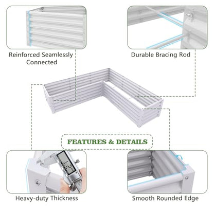 Anleolife 12-Bed Rectangle, L-Shaped & Square Raised Bed, Antique White - color: Bloom-white, size: Set of 12