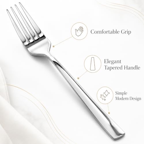 SANTUO 8-Piece Salad Fork Set, Stainless Steel Small Forks, Mirror Polished Dishwasher Safe Dessert Forks for Salad, Fruit, Cake, Snacks and Appetizers - size: 6.5 Inches Dinner Fork 8pcs
