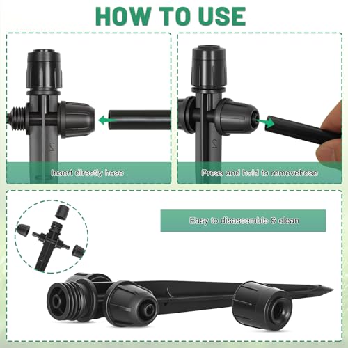 30Pcs 360° Adjustable Drip Drippers, Double Lock Emitters 1/4 Tubing - color: Black
