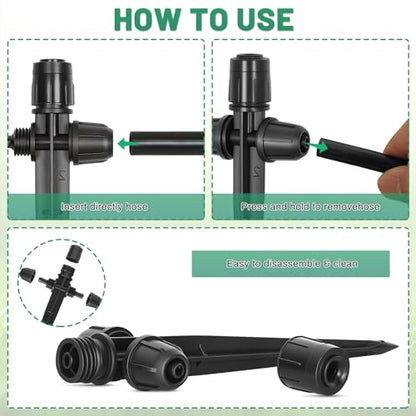 30Pcs 360° Adjustable Drip Drippers, Double Lock Emitters 1/4 Tubing - color: Black