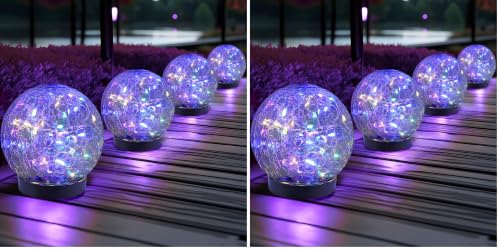JKIMK Solar Globe Lights Outdoor Waterproof-Solar Balls for Garden-Cracked Glass Ball Solar Lights Outdoor-Solar Orbs for Outside-Outdoor Decorations for Patio and Yard Lawn Backyard Decor (Pack of 2) - color: Multicolor, size: 4 Globes (Pack of 2)