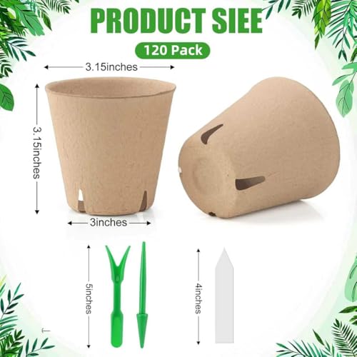Baxrou 120 Pack 3.15 Inch Peat Pots Plant Starters for Seedling - style: Round