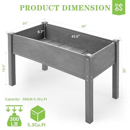 Raised Garden Bed with Legs, 48×24×30 Cedar Wood Elevated Planter Box - size: 48x24x30in (1 Unit)