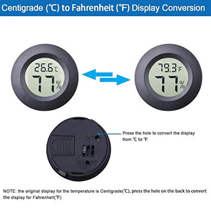 4-pack Mini Hygrometer Thermometer Fahrenheit Indoor Room Round Humidity Temperature Gauge for 3D Printer Home Jars Reptile Incubator Guitar Case