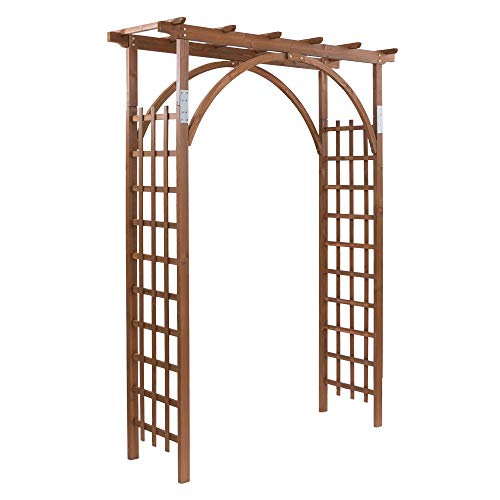 VINGLI 85in Wooden Arbor Garden Arch, Wedding Arch for Ceremony, Wood Trellis for Plant Climbing, Christmas Decor Pergola for Garden Backyard, Lawn - color: Brown