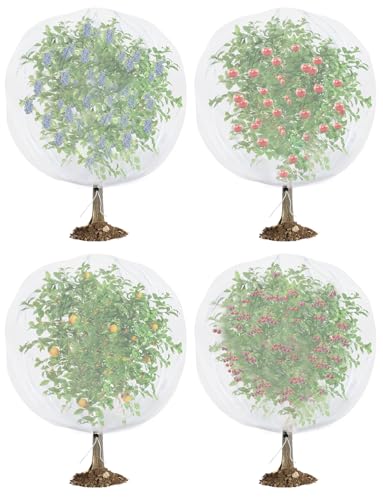 Bird Netting for Garden Protection - 4 Pack Garden Netting Pest Barrier with Drawstring,Mosquito Net Tomato Protective Cover Garden Plant Netting for Blueberry Bushes (5.3Ft x 5.3Ft/4 Pack) - size: 5.3Ft x 5.3Ft/4 Pack