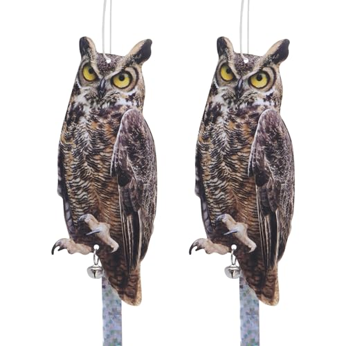 2Packs Fake Owl Reflective Owl Woodpecker Control Device for House Windows Outdoor Garden Yard - color: Brown Owl 2pcs