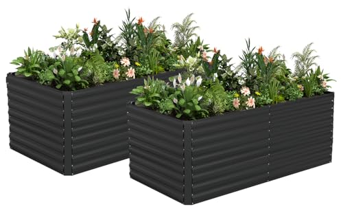NAVINE 6x3x3ft Outdoor Metal Raised Garden Bed, Metal Planter Box, 2-Pack - color: Black, size: 6x3x3 FT-2PC