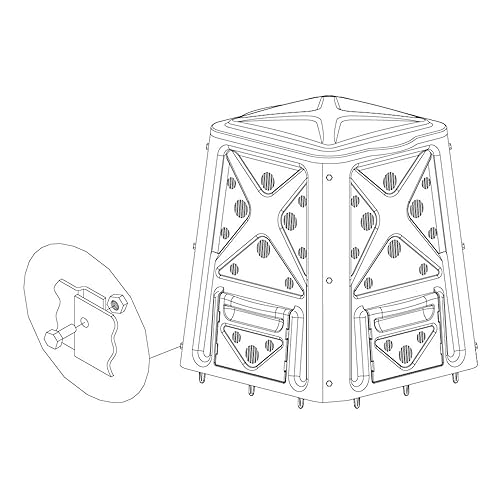 Redmon Outdoor Compost Bin with Lift Off Lid, 65 Gallon, Black