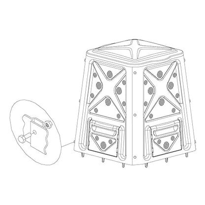 Redmon Outdoor Compost Bin with Lift Off Lid, 65 Gallon, Black