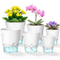 Hayder 5/6/7 Inch Self Watering Pots for Indoor Outdoor Plants 6 Pack - color: White