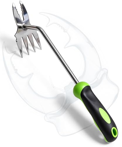 Garden Tools, 2-in-1 Hand Weeder Puller, Heavy Duty Stainless Steel Gardening Hand Tool for Deep Root Removal, Ergonomic Non-Slip Weed Remover for Lawn Yard Garden, 1 Pack - color: Green - 1 Pack