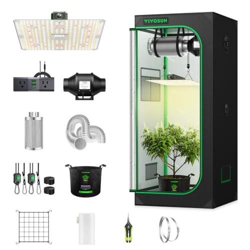 VIVOSUN 2.3x2.3ft Grow Tent Kit with 150W LED Grow Light A22 Smart Plug - size: 28"x28"x63"