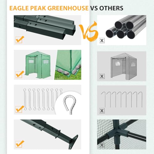 EAGLE PEAK 6x4 Easy Setup Small Pop Up Greenhouse, Clear/Green - color: Clear/Green, size: 6x4