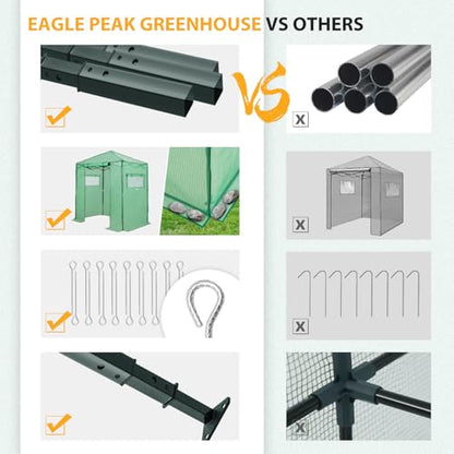 EAGLE PEAK 6x4 Easy Setup Small Pop Up Greenhouse, Clear/Green - color: Clear/Green, size: 6x4