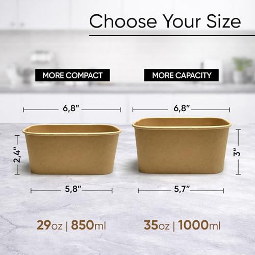 50 Pack 29oz Disposable Meal Prep Containers with Lids, Paper Food Bowls - size: 29Oz