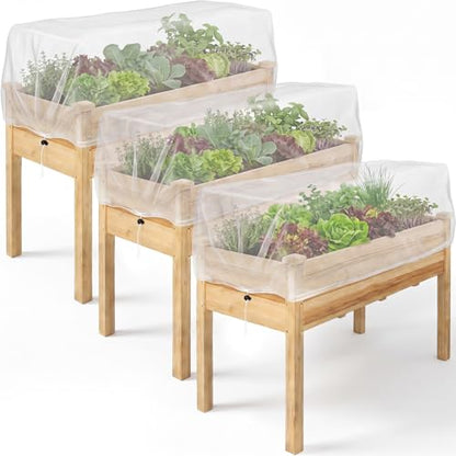 Woanger 3 Pack Garden Netting for Raised Beds 37.4 x 19.69 x 19.69 Inch Rectangular Mesh Plant Covers with Drawstring for Garden Raised Bed Bird Netting Pest Barrier Screen for Protecting Vegetable - size: 3 x 2 x 2 ft