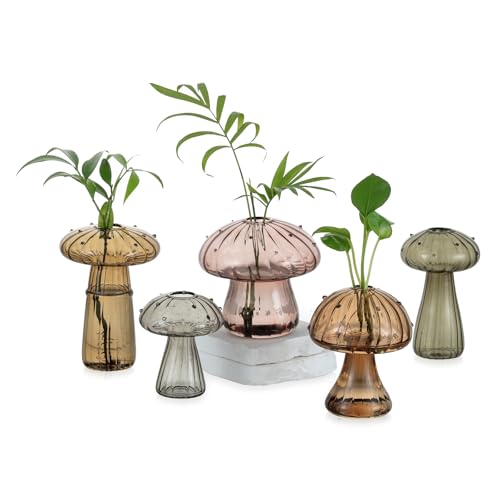 Glasseam Plant Propagation Station, 5 Pcs Mushroom Glass Vases for Flowers - color: Fall Theme Colored, size: 5Pcs