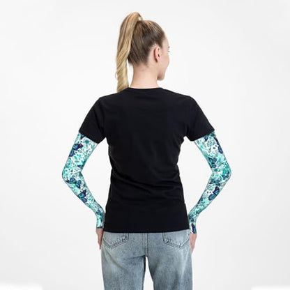 Women Sun Protection Thorn Proof Cooling Sleeves Sports Outdoors - color: Black32