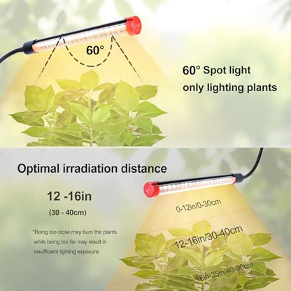 3Pack Full Spectrum Clip Grow Lights for Indoor Plants - size: Clip-1Head-9W(3Pack)