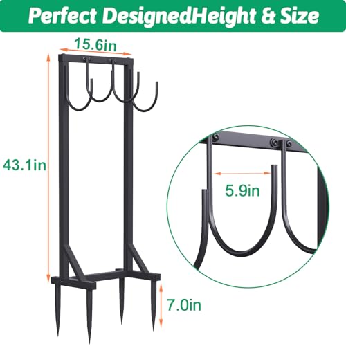Garden Water Hose Holder for Outside Hose Stand Hanger Rack Freestanding - color: Black