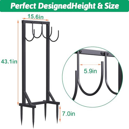 Garden Water Hose Holder for Outside Hose Stand Hanger Rack Freestanding - color: Black