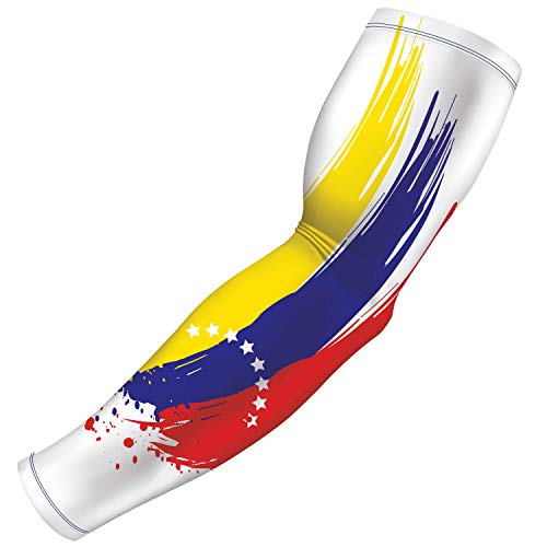 B-Driven Sports Sleeve Pro-Fit - Patriotic Arm Sleeve - USA, Cuba, Mexico, Israel, Canada, Venezuela, Dominican Rep. - Single - color: Venezuela, size: XXXX-Small (Youth Small)