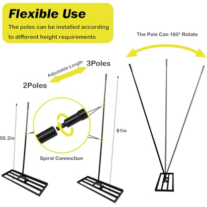 36"x10" Lawn Leveling Rake - High Carbon Steel Yard Lawn Leveler Tool with Adjustable Long Handle | Multi-Surface Levelawn Tool for Soil, Grass, Golf Course, Garden & Farm Care - style: 36"x10"