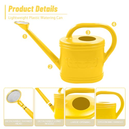 1 Gallon Watering Can, Plant Watering Can with Stainless Steel Shower Head - color: Yellow, size: 1 Gallon