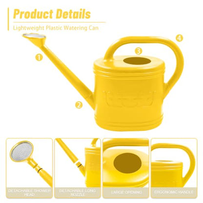 1 Gallon Watering Can, Plant Watering Can with Stainless Steel Shower Head - color: Yellow, size: 1 Gallon