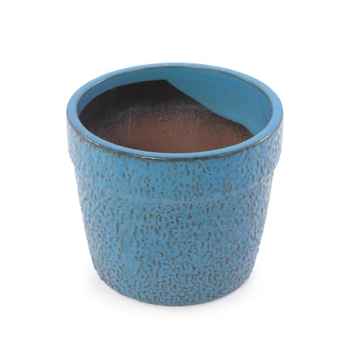 Ceramic Plant Pots with Drainage Hole, 9/12/15 Inch, Blue - color: Blue