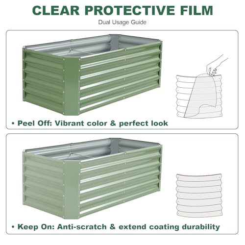 Galvanized Steel Raised Garden Bed, 4x2x1.4ft, 2Pack, Green - color: Olive Green, size: 4×2×1.4 ft (2 Packs)