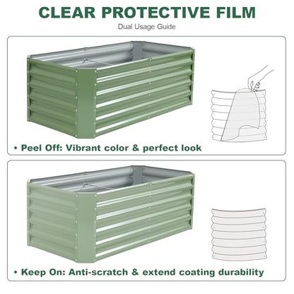 Galvanized Steel Raised Garden Bed, 4x2x1.4ft, 2Pack, Green - color: Olive Green, size: 4×2×1.4 ft (2 Packs)