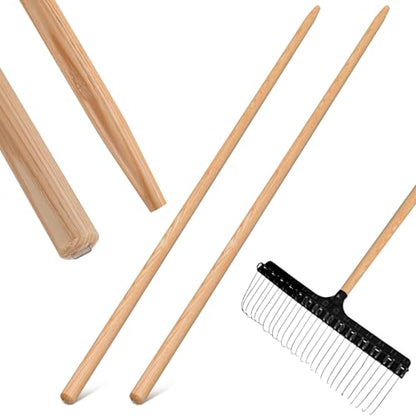 Leinuosen 2 Pack 48 Inch Replacement Wood Rake Handle for Leaf Rake - size: 48 Inch
