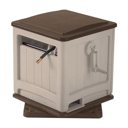 Suncast 225 ft. Swivel Hideaway Hose Reel with Hose Guide and Crank Handle, Mocha/Taupe - color: Mocha/Taupe