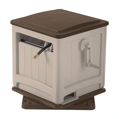 Suncast 225 ft. Swivel Hideaway Hose Reel with Hose Guide and Crank Handle, Mocha/Taupe - color: Mocha/Taupe
