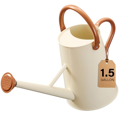 Watering Can for Outdoor&Indoor Plants，1.5 Gallon，Cream White - color: Cream White